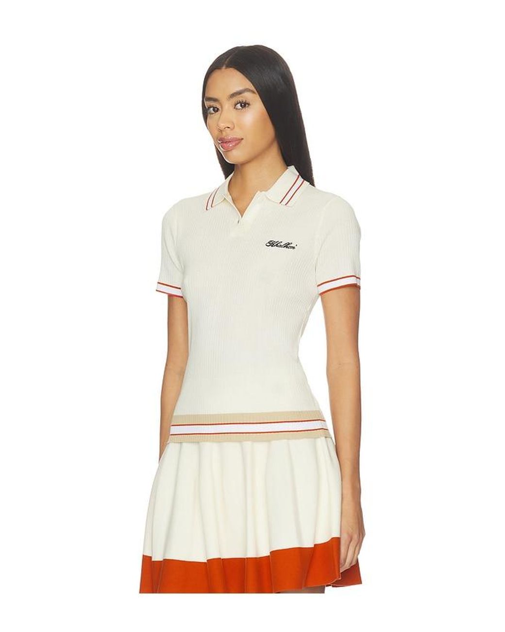 Khalhon White Varsity Tipped Rib Polo