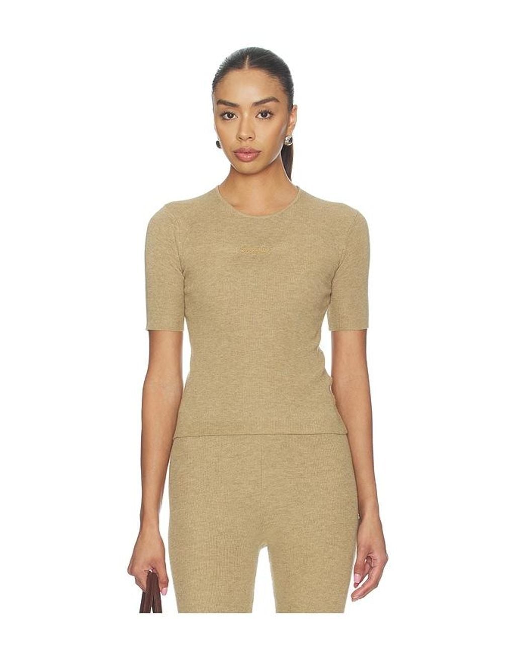 Fear Of God Natural Signature Rib Knit Fitted Short Sleeve Tee