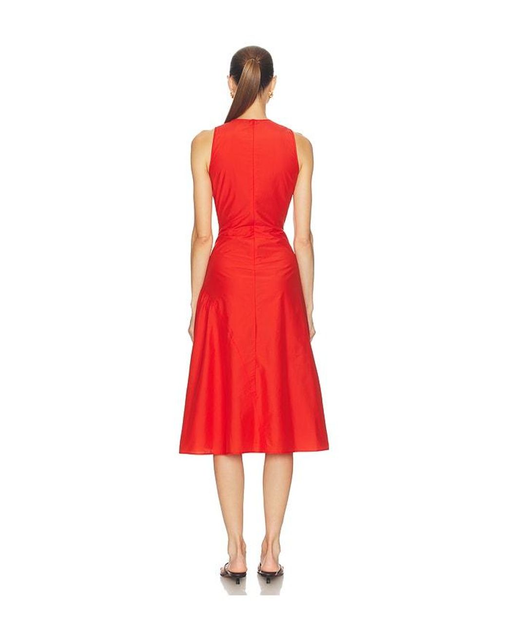 Theory Red Ruched Tank Dress