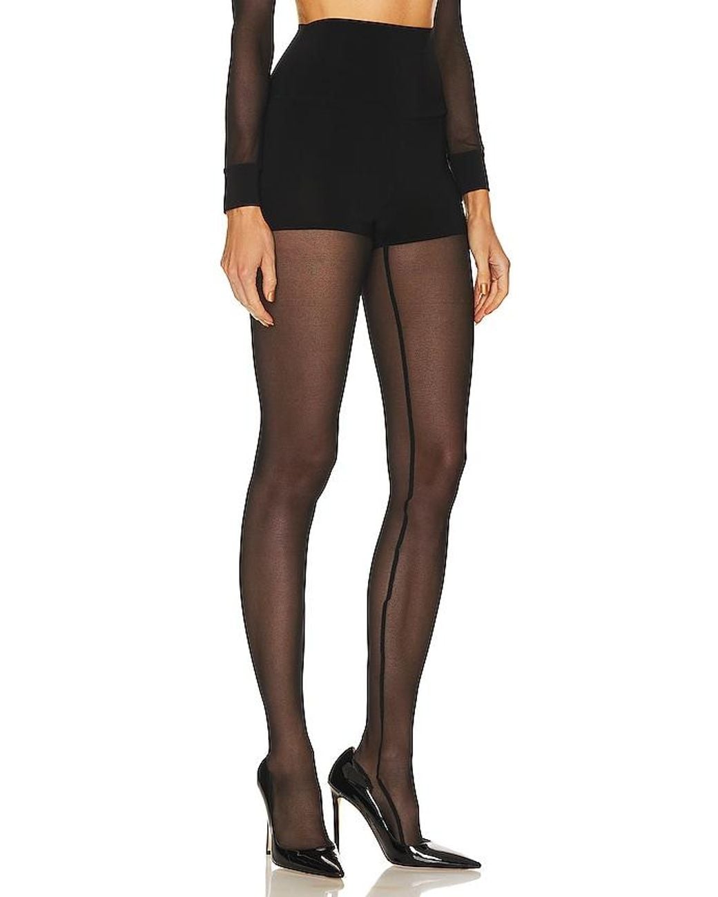 Norma Kamali Black X Revolve Legging With Mesh Bottom Footsie