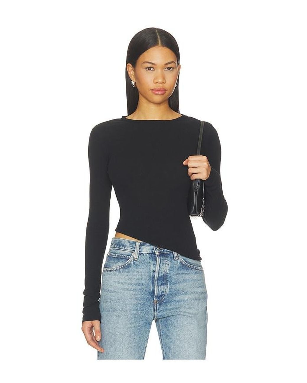 GRLFRND Black Sheer Crew Neck Tee