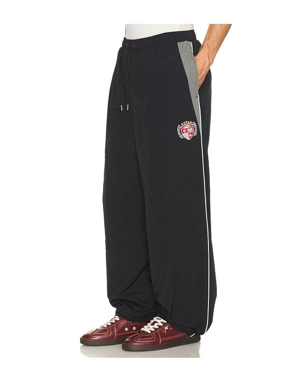 Guess Black Embroidered Nylon Track Pant for men