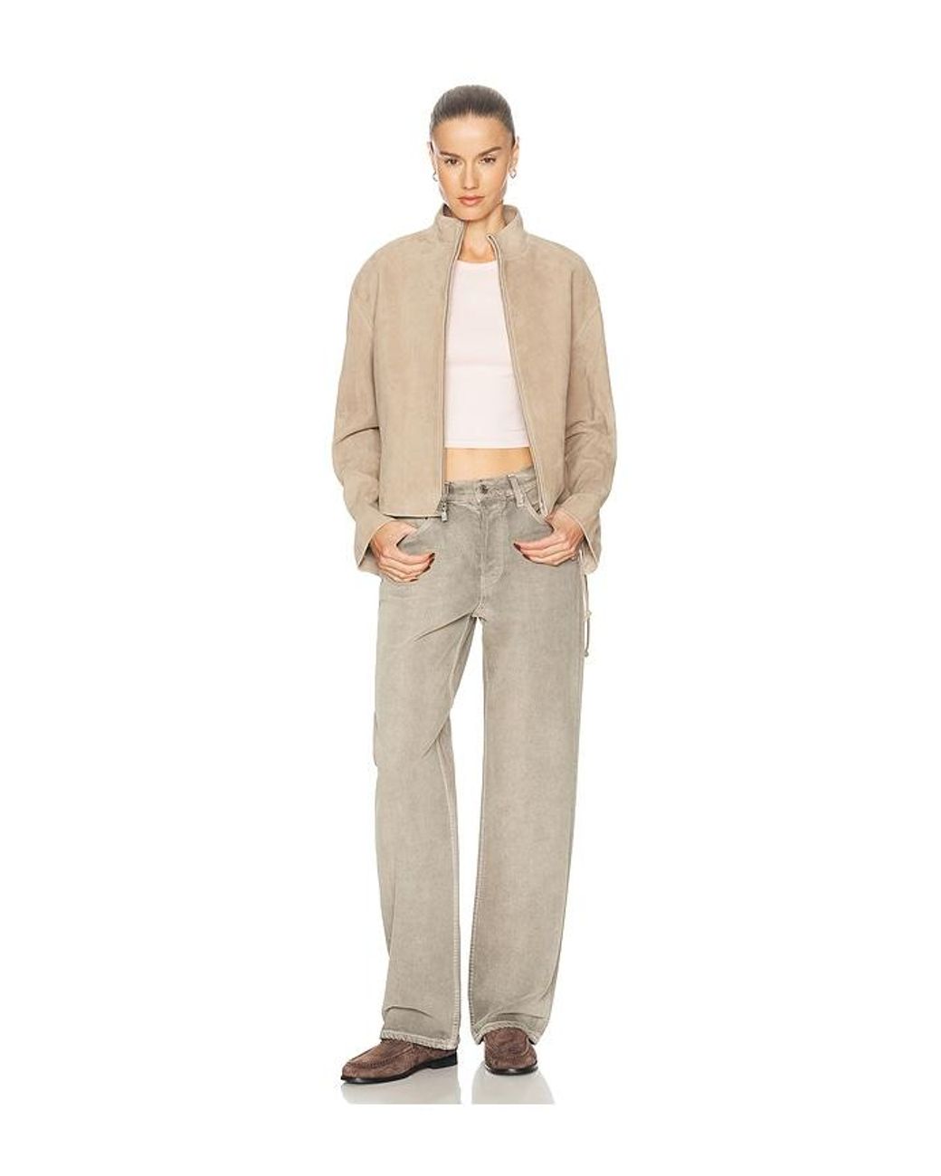 GRLFRND Natural Annika Suede Lace Up Jacket