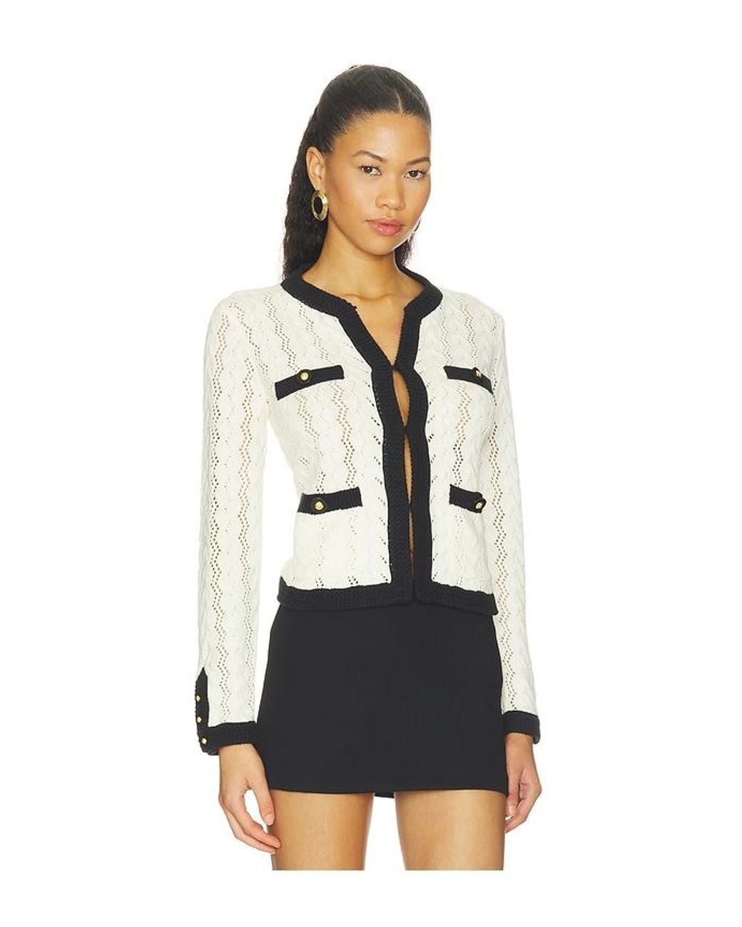 L'Agence White Zephyra Pointelle Cardigan