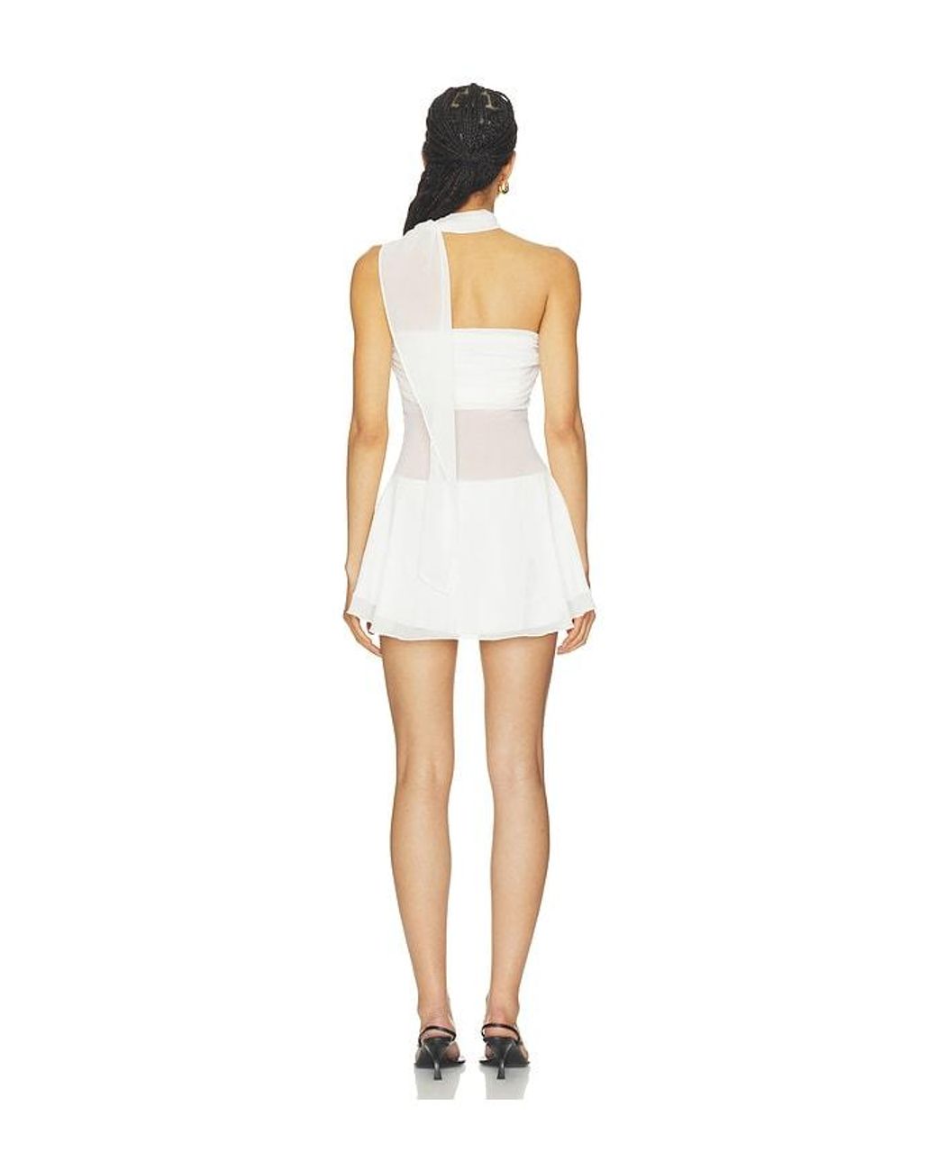 GUIZIO White Chiffon Wrap Dress