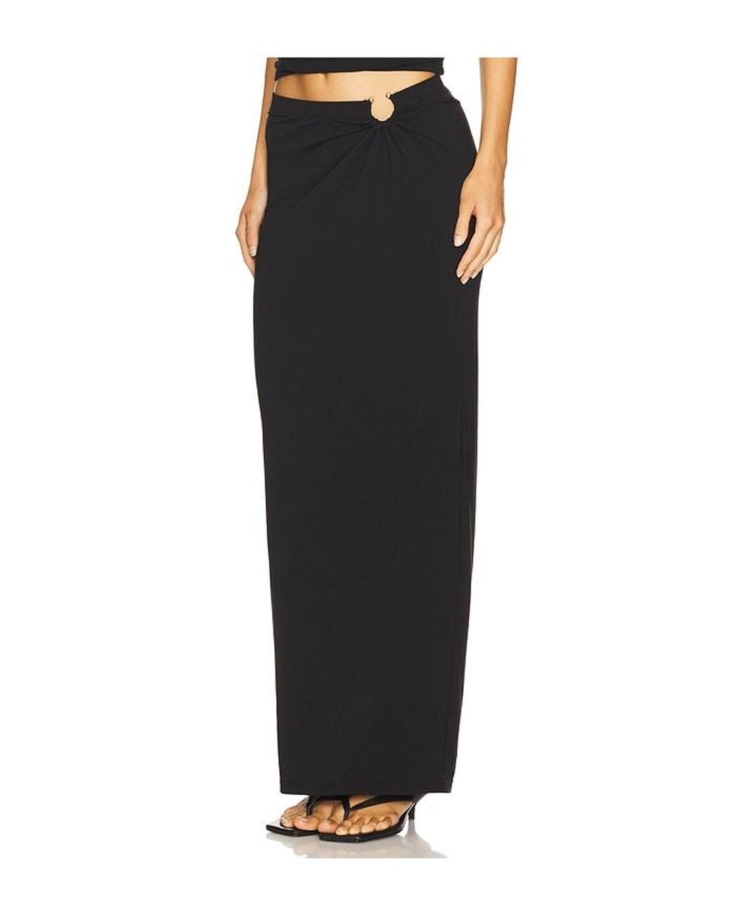 GOOD AMERICAN Black Stretch Jersey Maxi Skirt