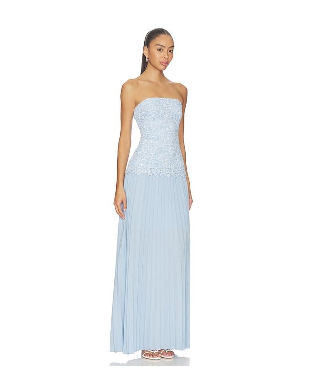Generation Love Blue Cody Two Tone Lace Pleat Dress