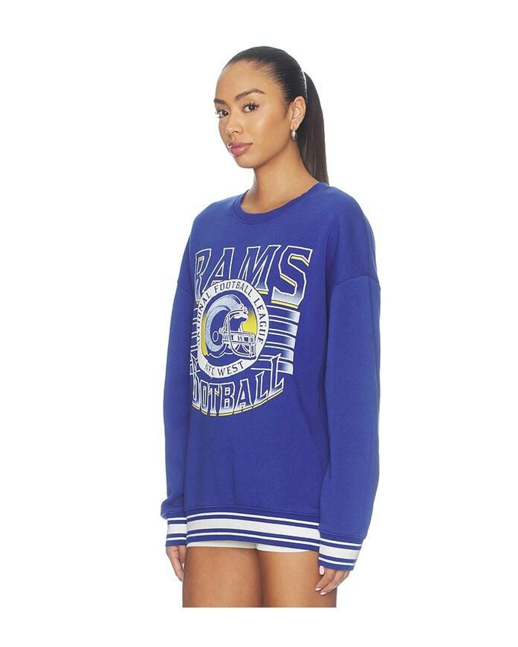 Junk Food Blue Rams Striped Rib Crew Sweatshirt