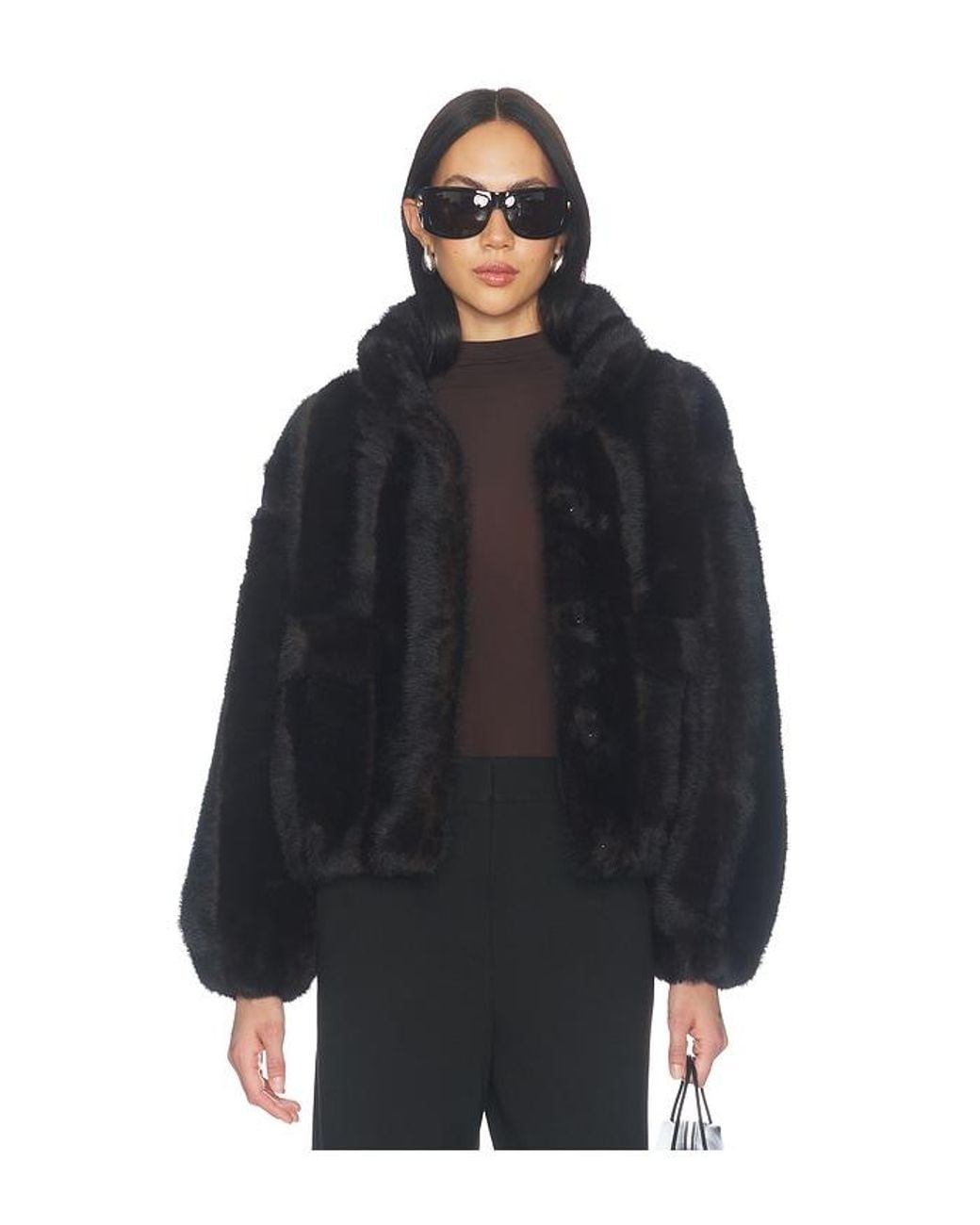 Apparis Blue Iris Shaved Faux Mink Bomber