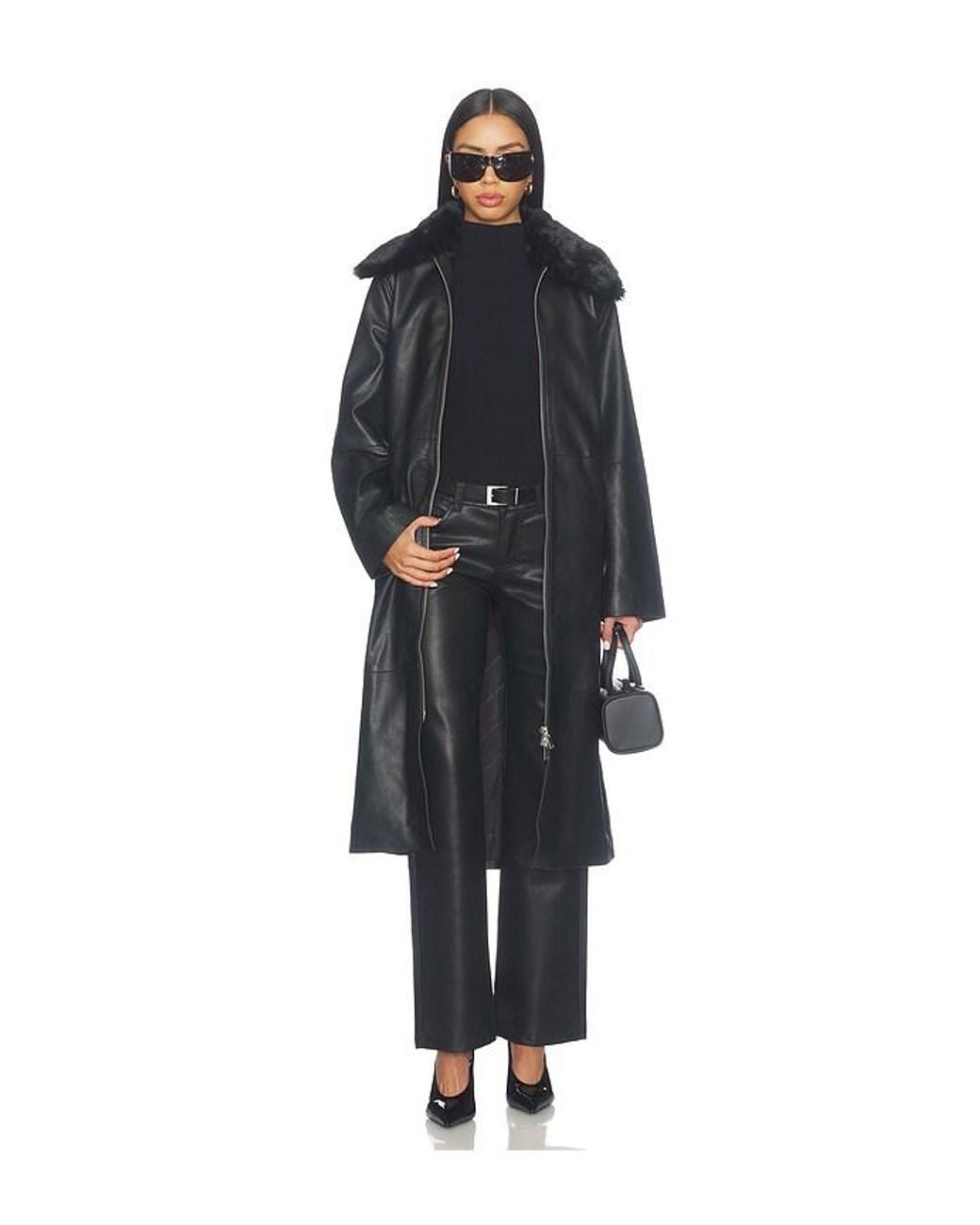 Samsøe & Samsøe Black Sajuniper Shearling Coat