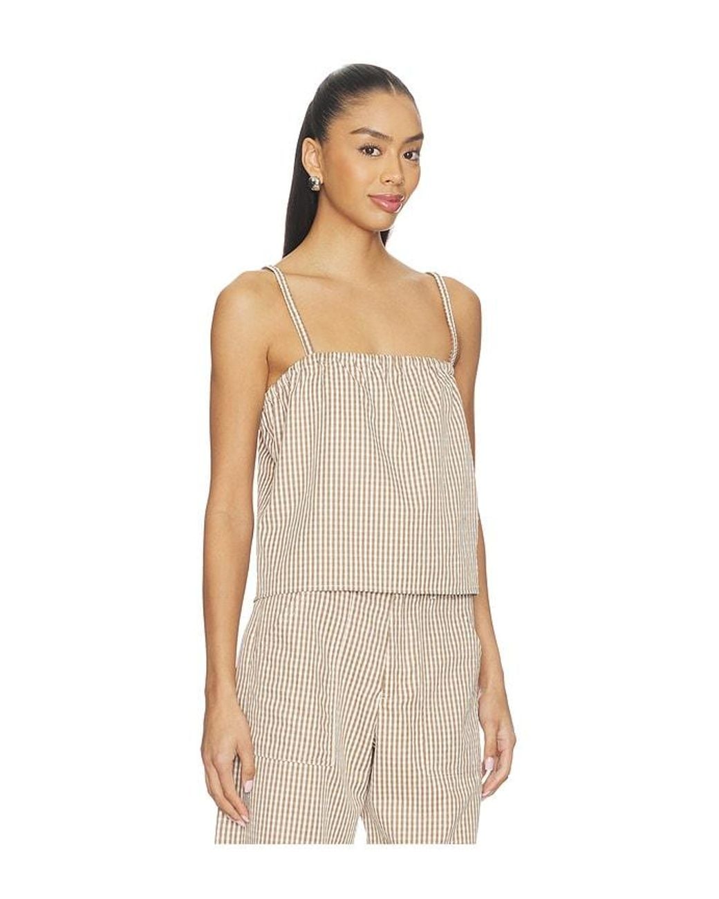 LNA Natural Brandy Check Top