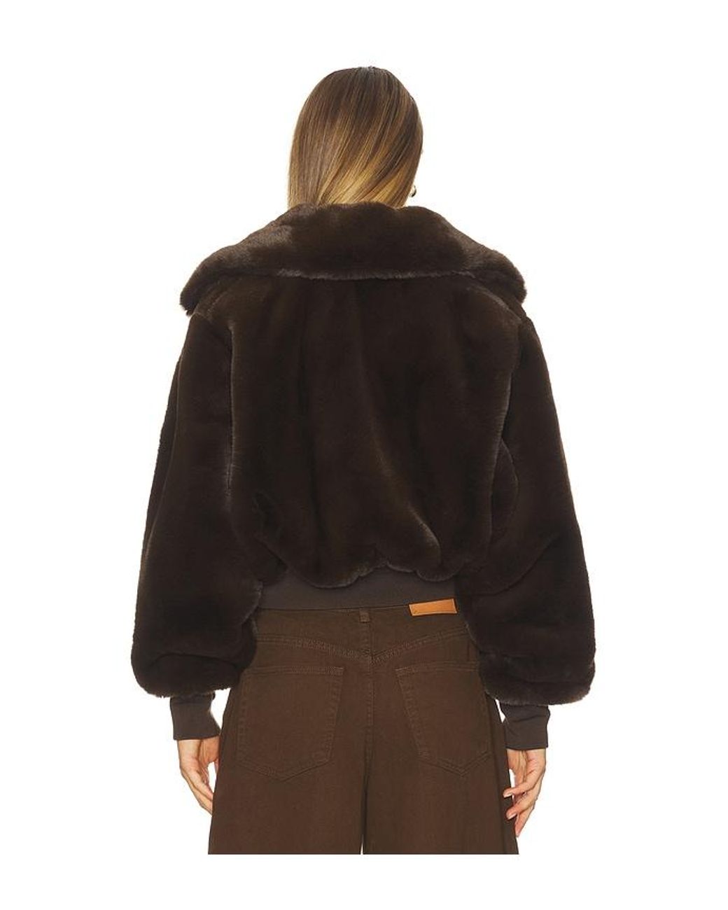 Ronny Kobo Brown Clemence Faux Fur Jacket