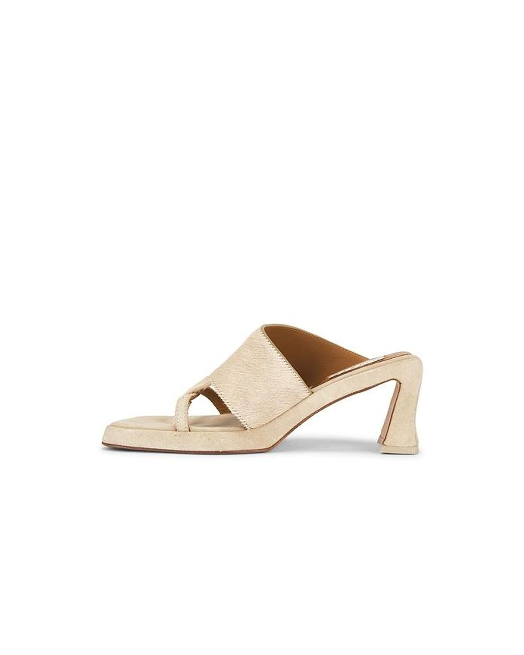 Miista White Trisha Pony Asymmetric Thong Sandal