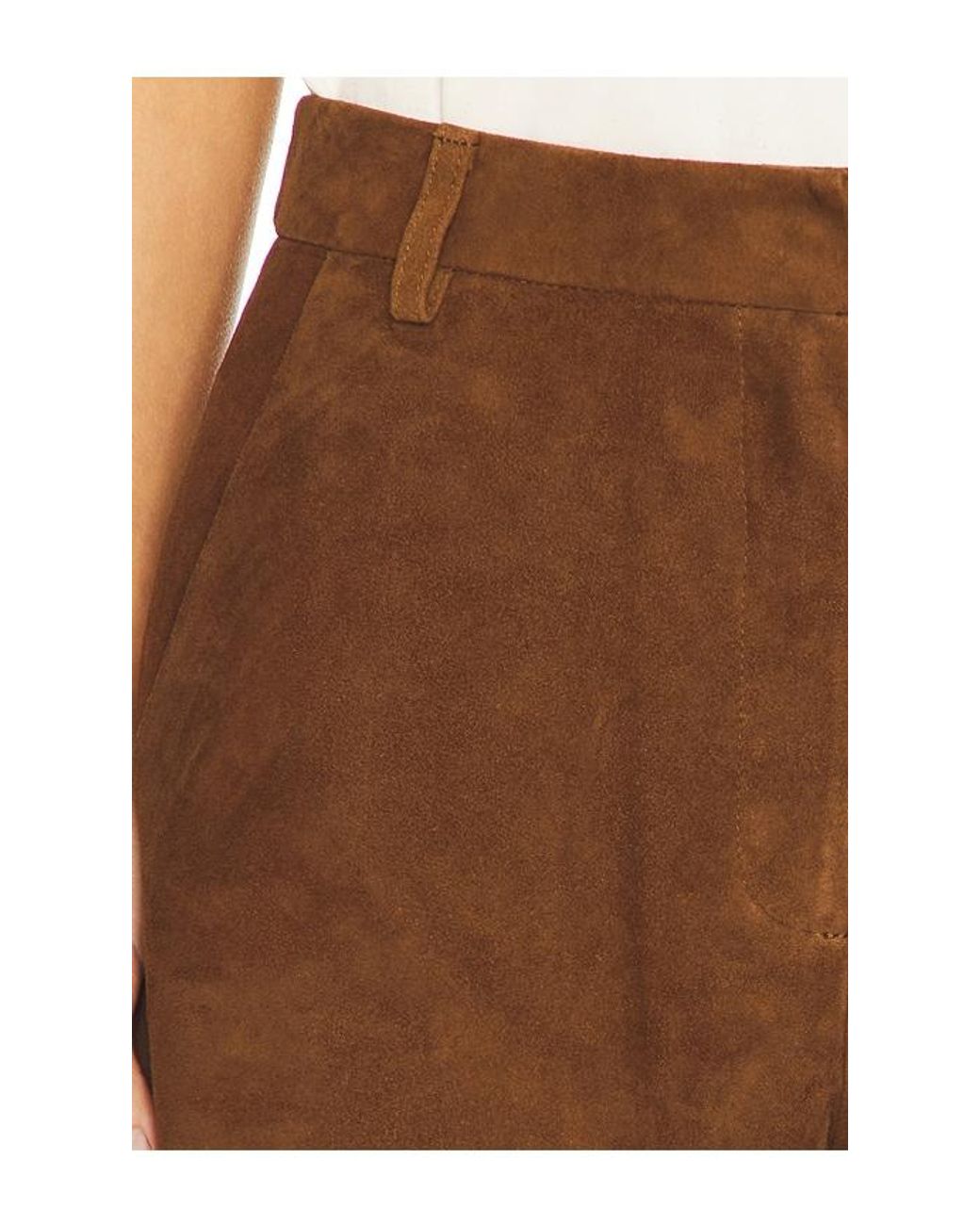 AEXAE Brown Leather Suede Short