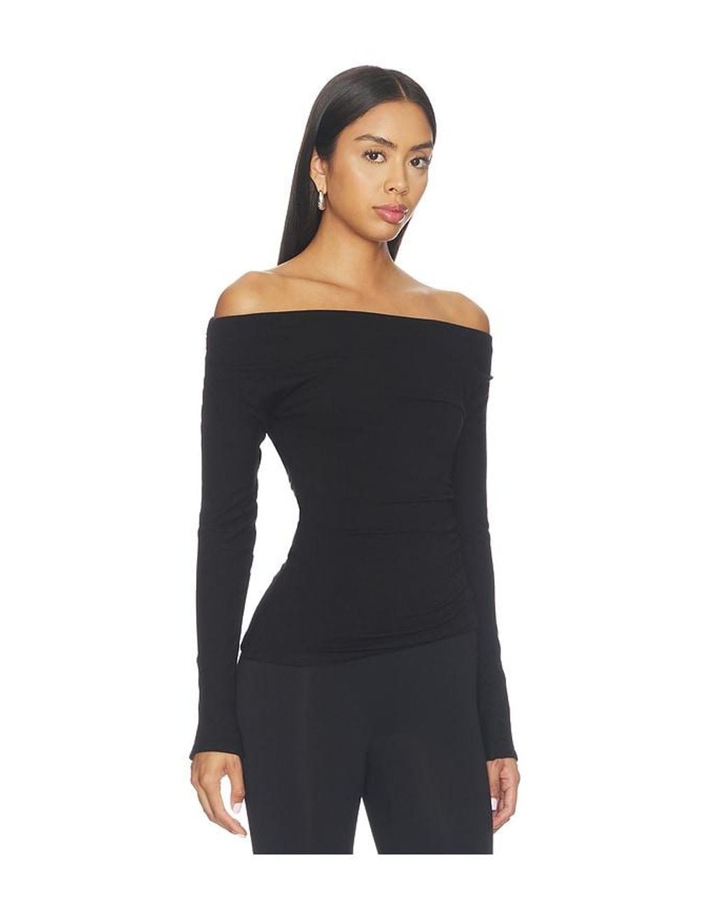 Naked Wardrobe Black Nw Off-Shoulder Asymmetric Top