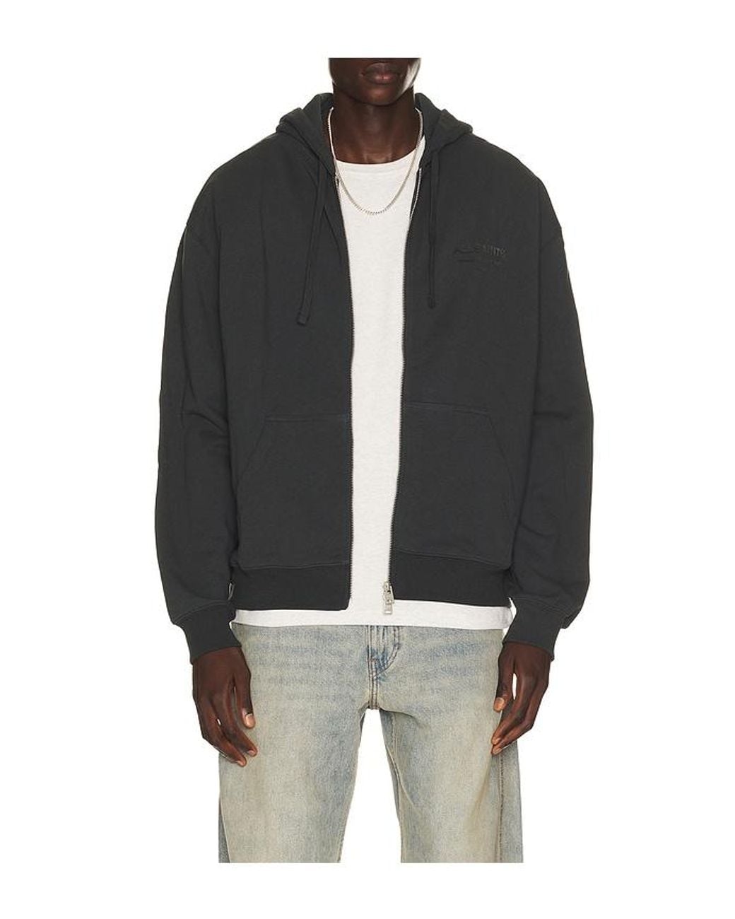 AllSaints Black Xander Zip Through Hoodie for men