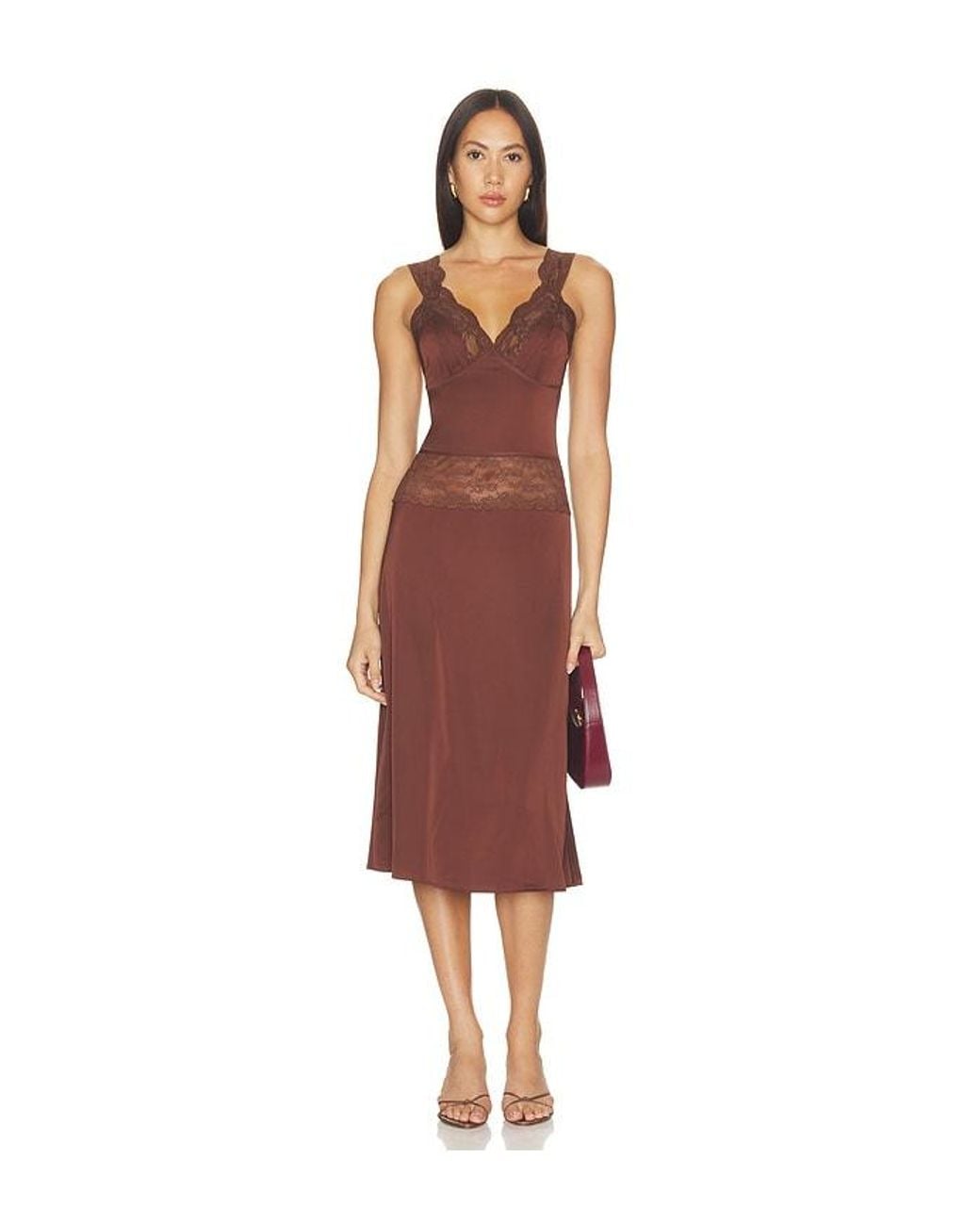 MORE TO COME Red Georgianna Lace Midi Dress