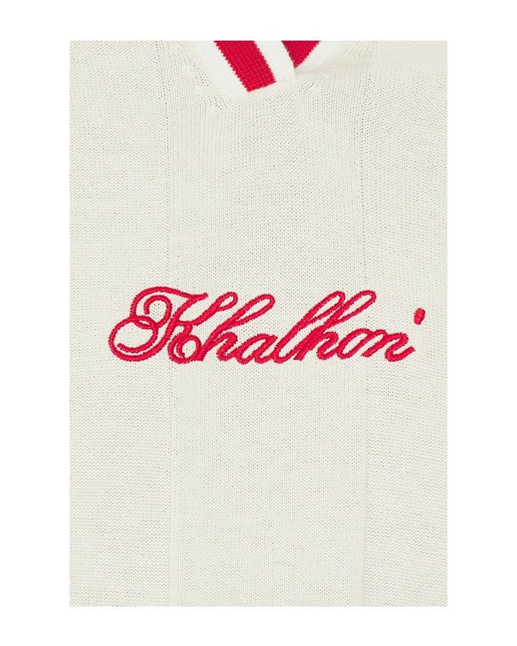 Khalhon White V-Tipped Varsity Knit Pullover