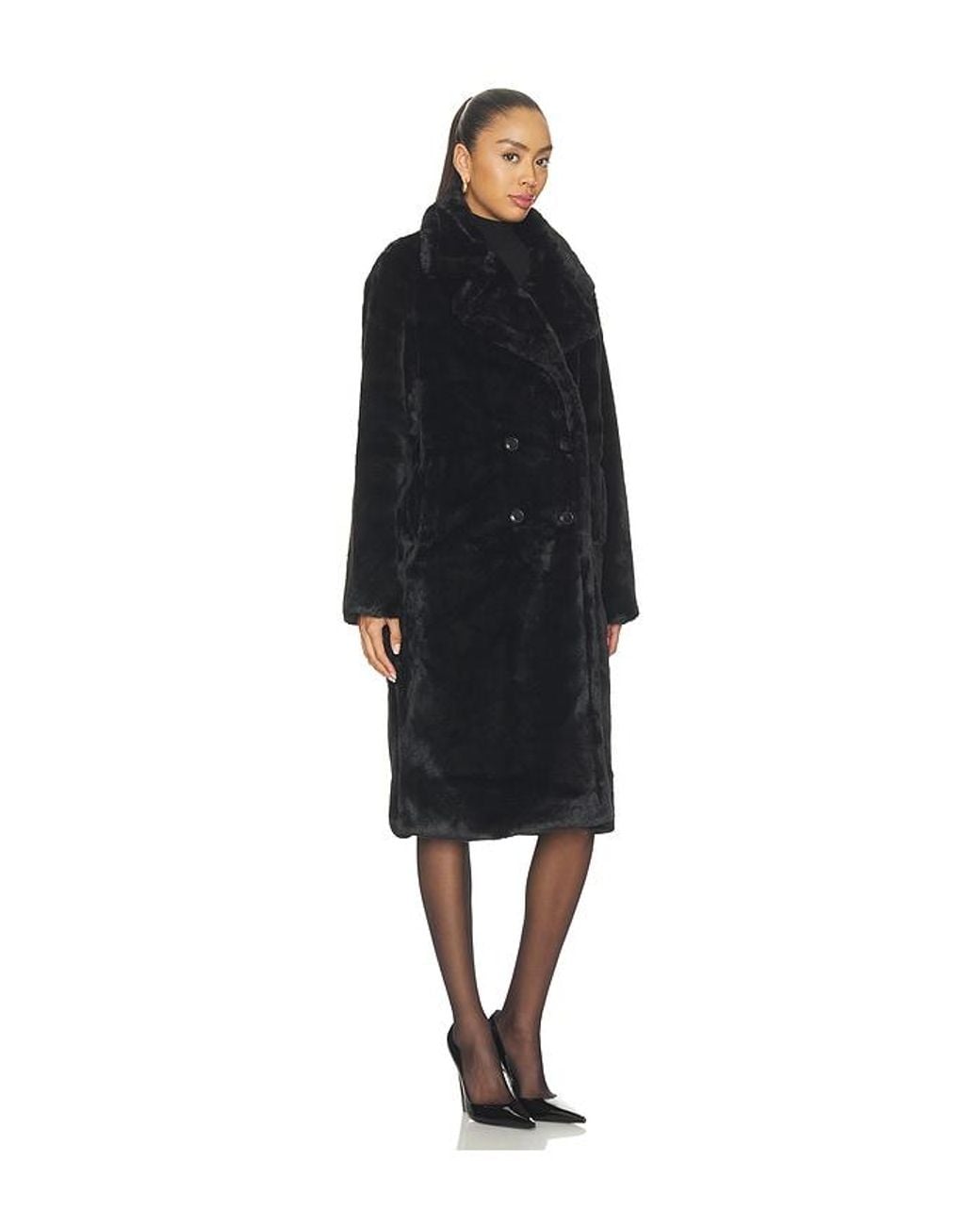 MORE TO COME Black Calliope Faux Fur Coat