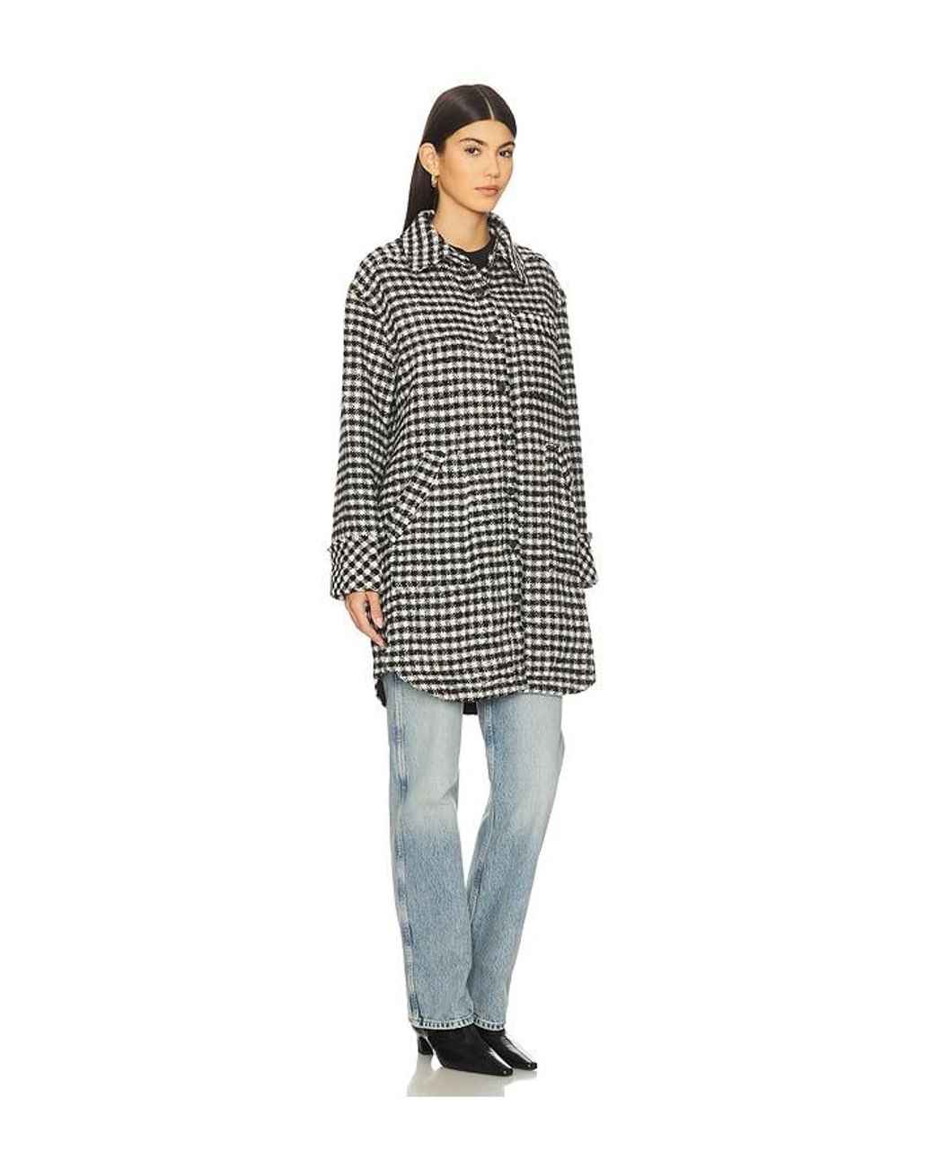 Free People Blue X We The Free Get Around Houndstooth Shirt