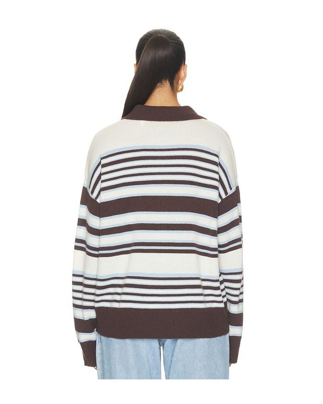 GOOD AMERICAN Blue The Oversized Rugby Sweater