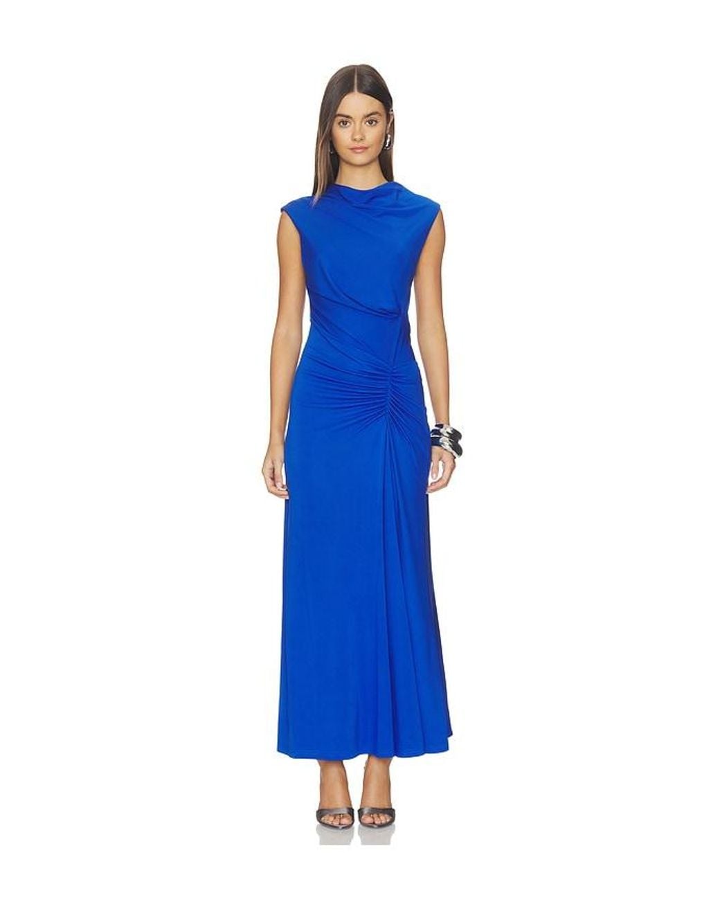 Jonathan Simkhai Blue Acacia Draped Jersey Midi Dress