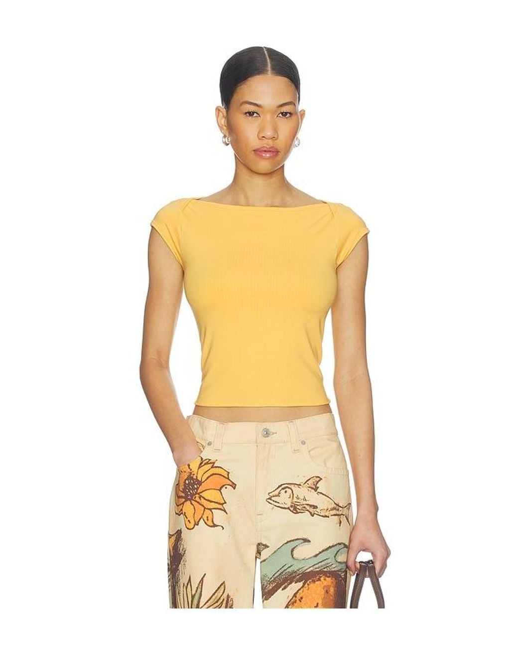 Free People Orange So Soft Seamless Modal Tee