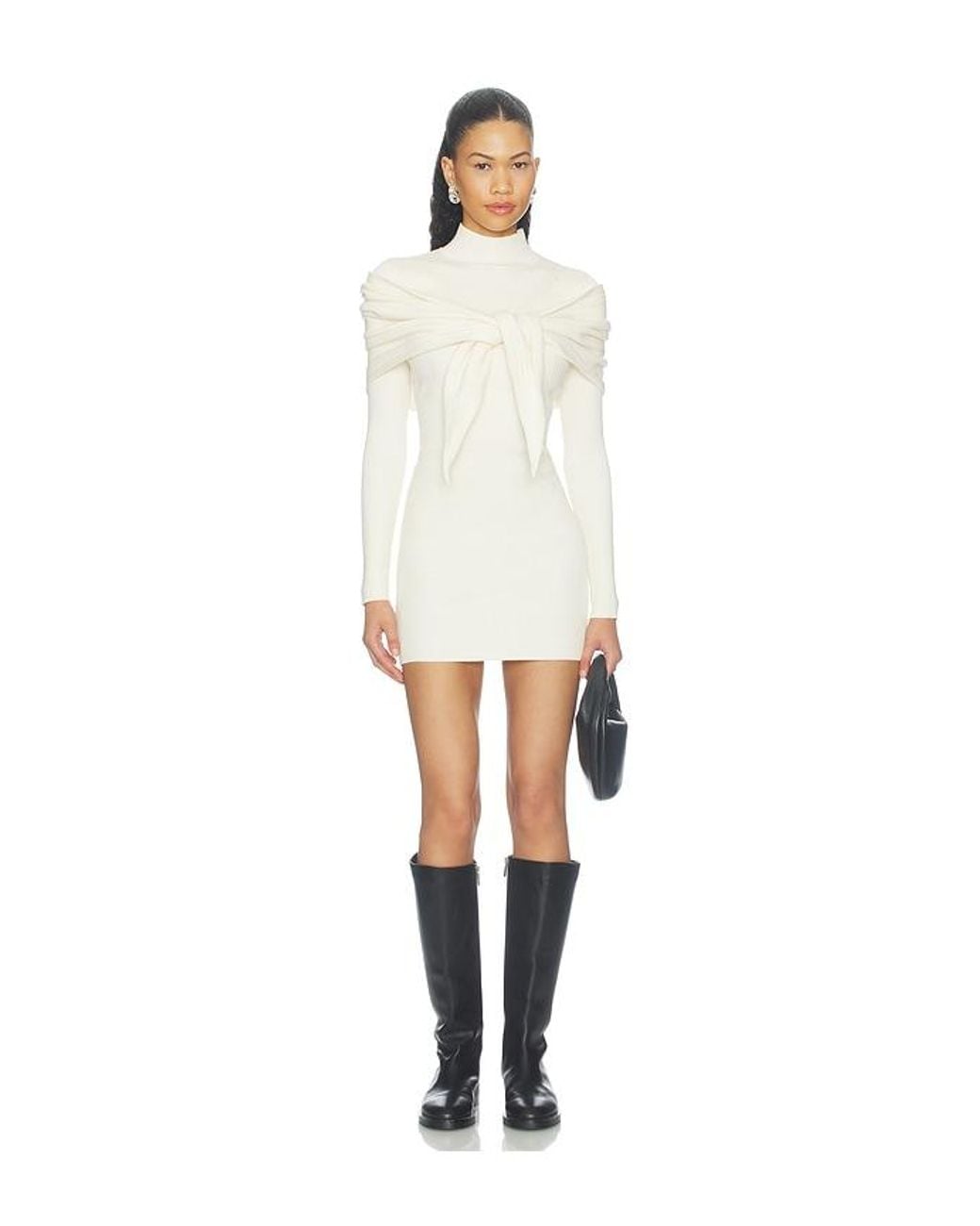 Lovers + Friends White Jaine Sweater Dress With Scarf