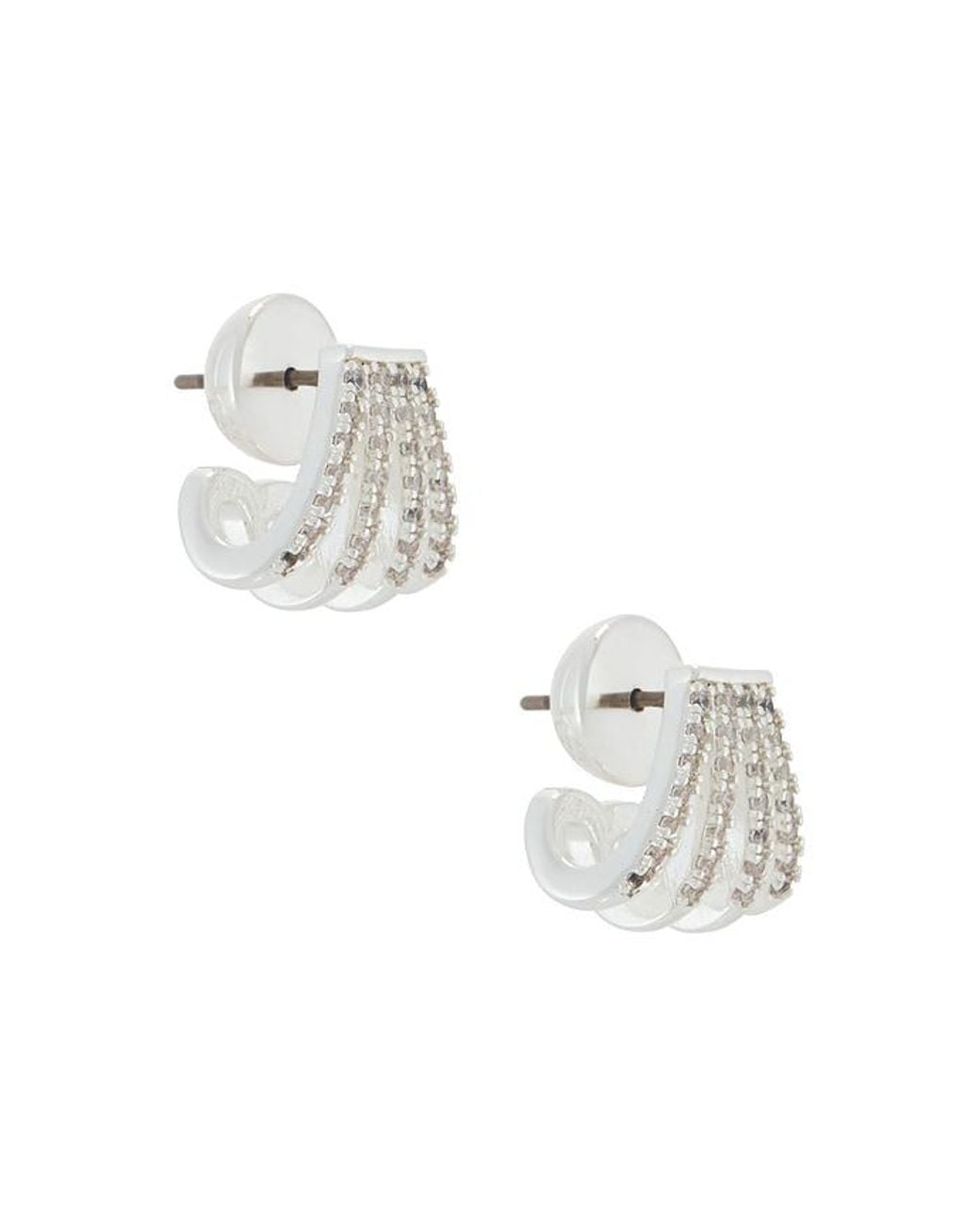 Ettika White Glisten Wing Pave Earrings