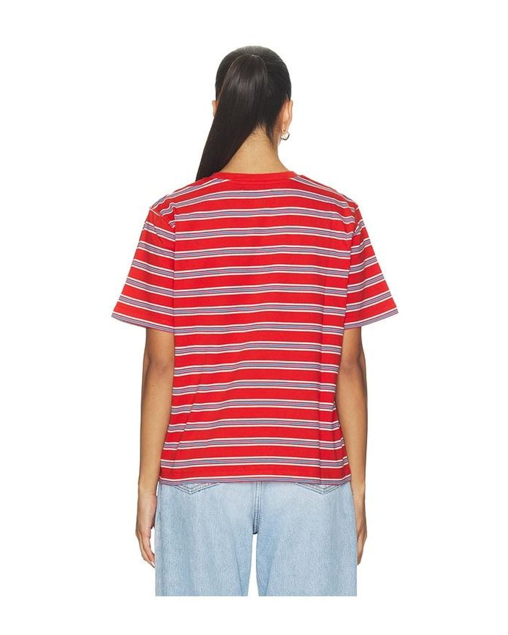 La Ligne Red Striped Oversized Boyfriend Tee