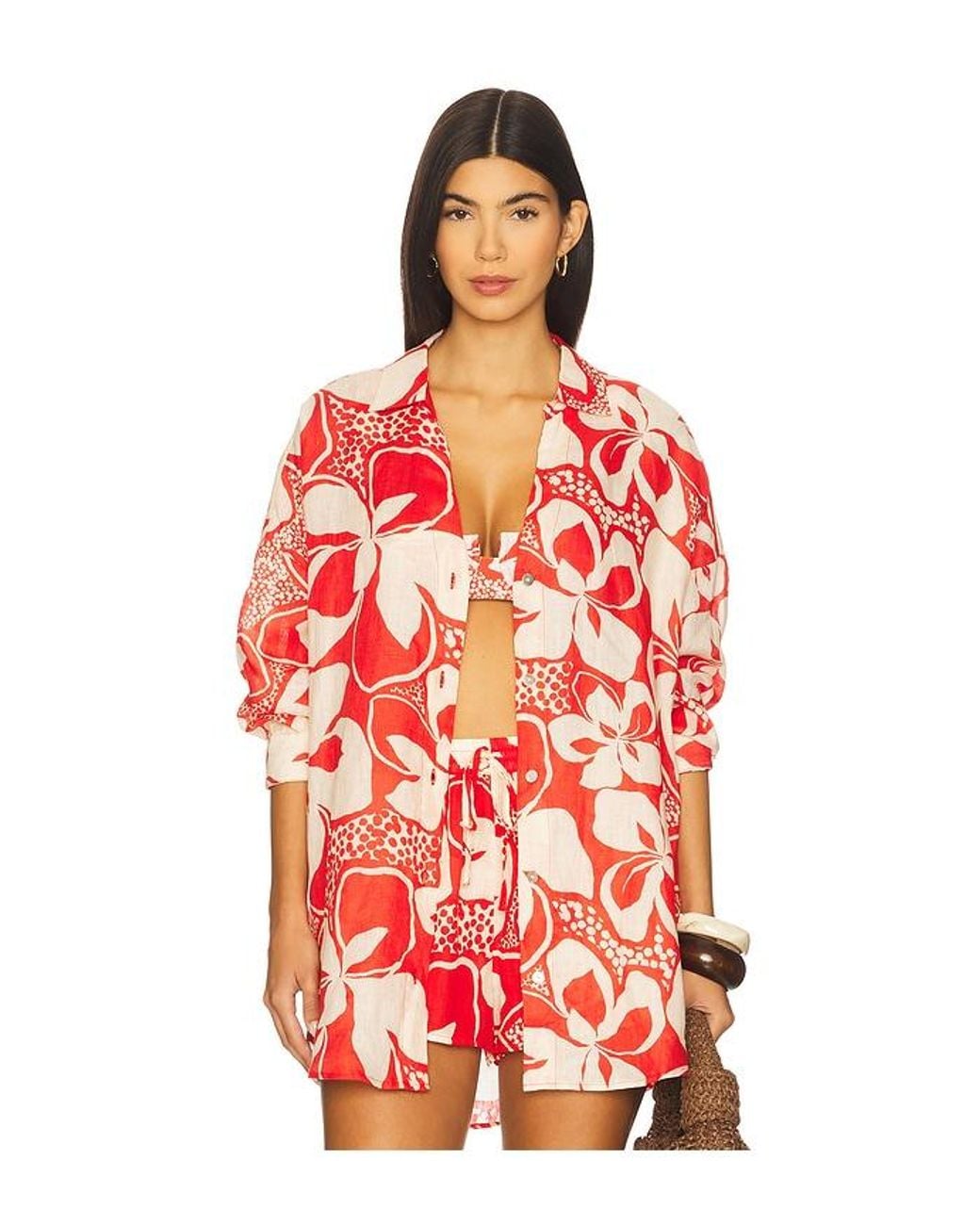 LSPACE Red Rio Tunic Shirt