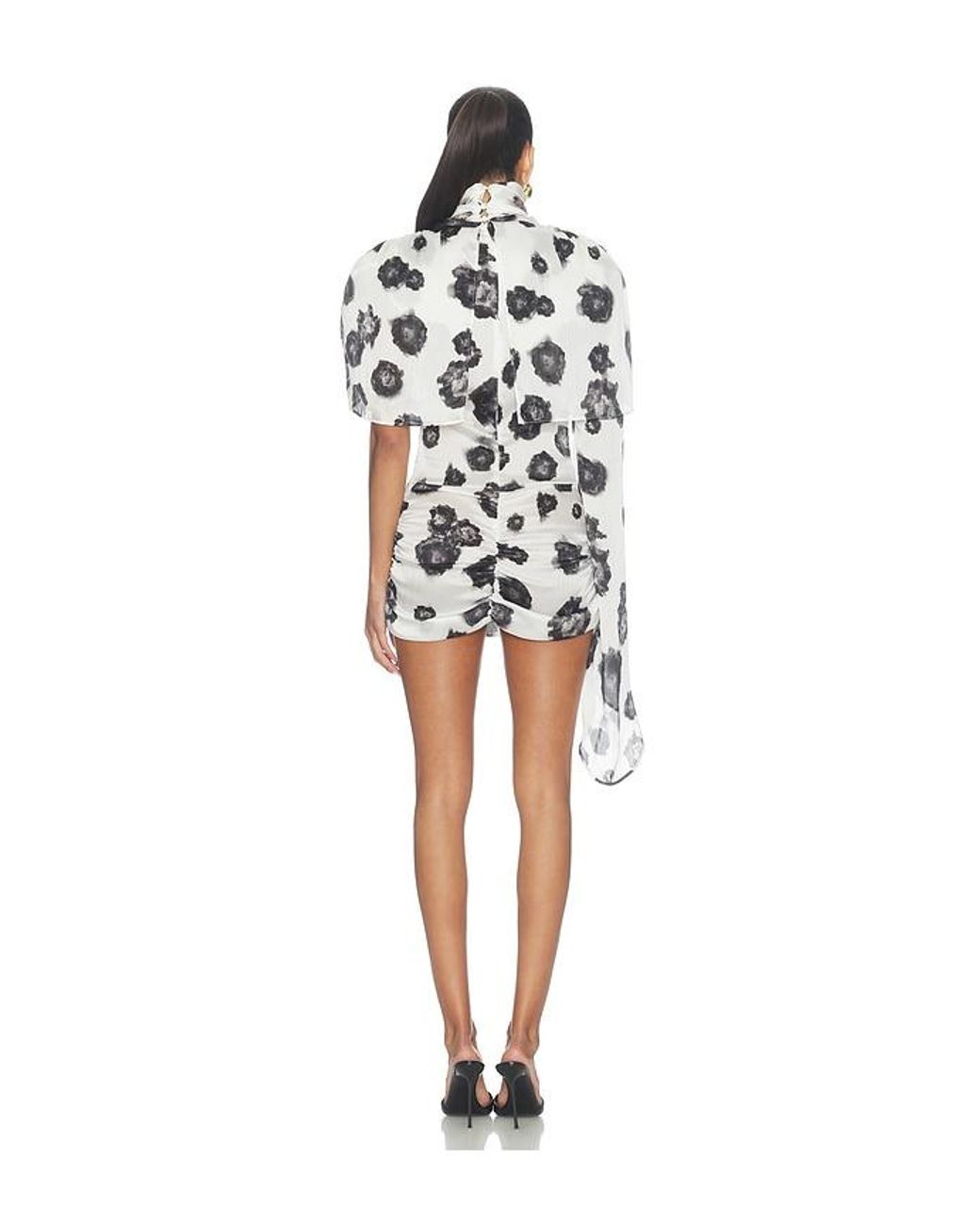 ROWEN ROSE Black Draped Mini Dress With Cape
