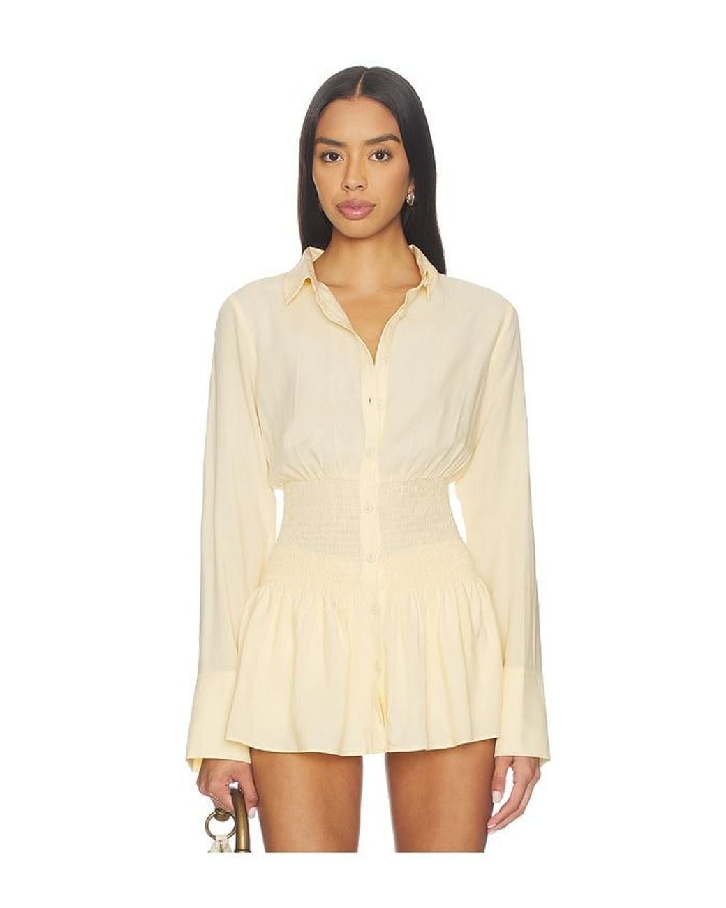 Seven Wonders Natural Adora Long Sleeve Shirred Shirt