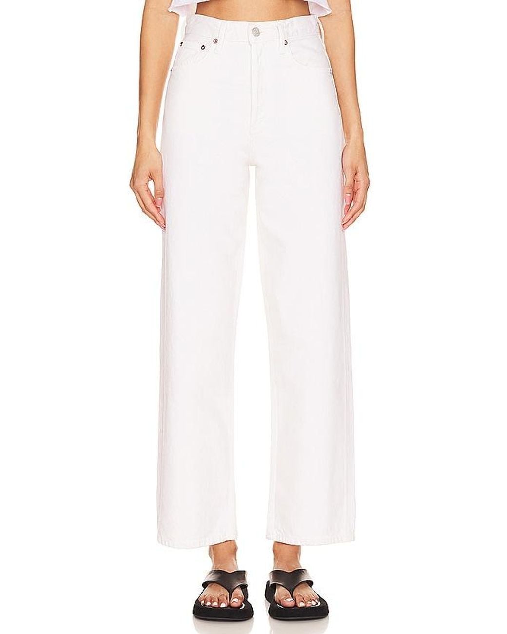 Agolde White Ren High Rise Wide Leg Jeans
