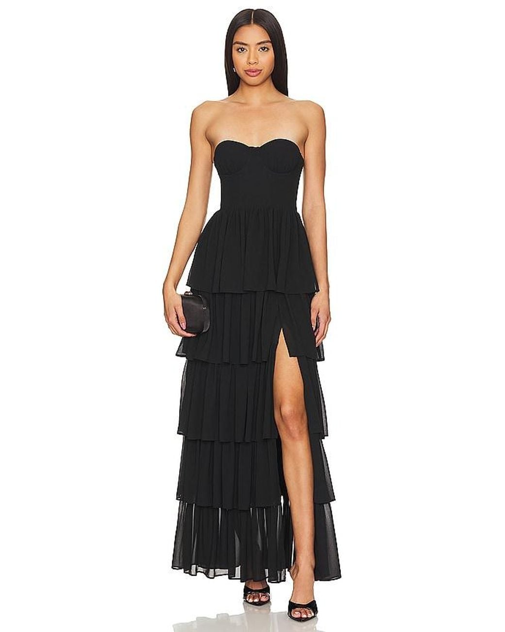 Lovers + Friends Black Hattie Gown
