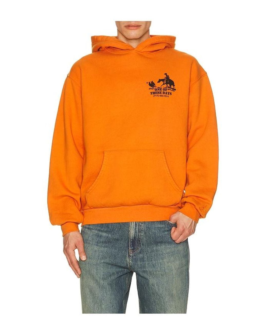 One Of These Days Orange Round Up Pullover Hoodie for men