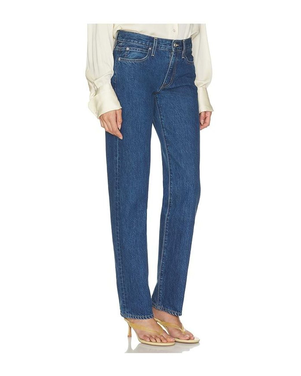 SLVRLAKE Denim Blue Chloe Low Rise Straight Leg Jean
