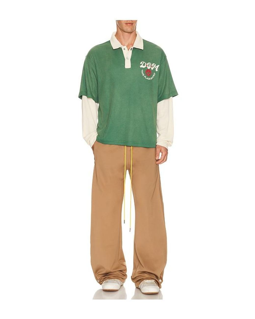 DIET STARTS MONDAY Green Hollywood Waffle Polo for men