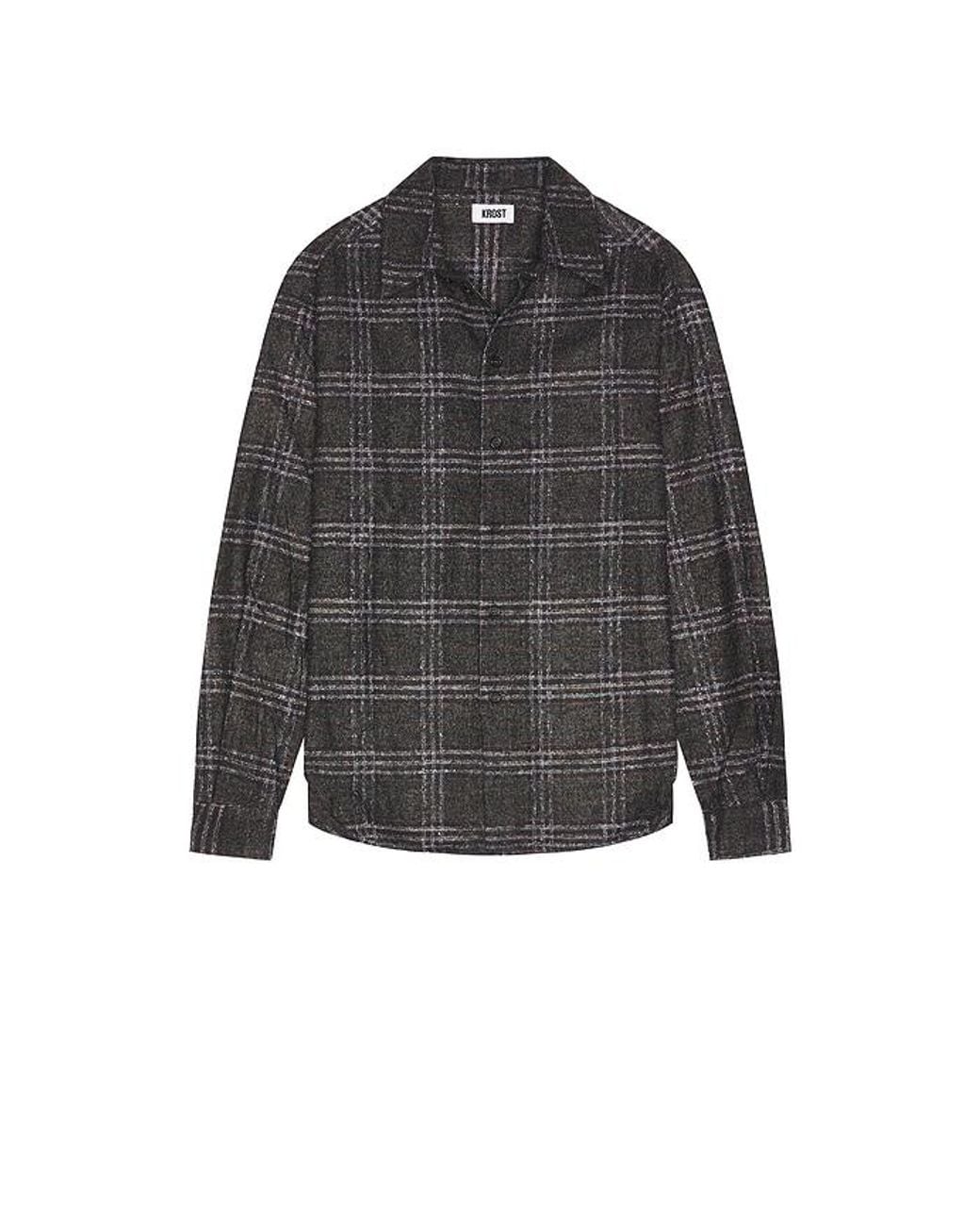 KROST Black Eco Long Plaid Shirt for men