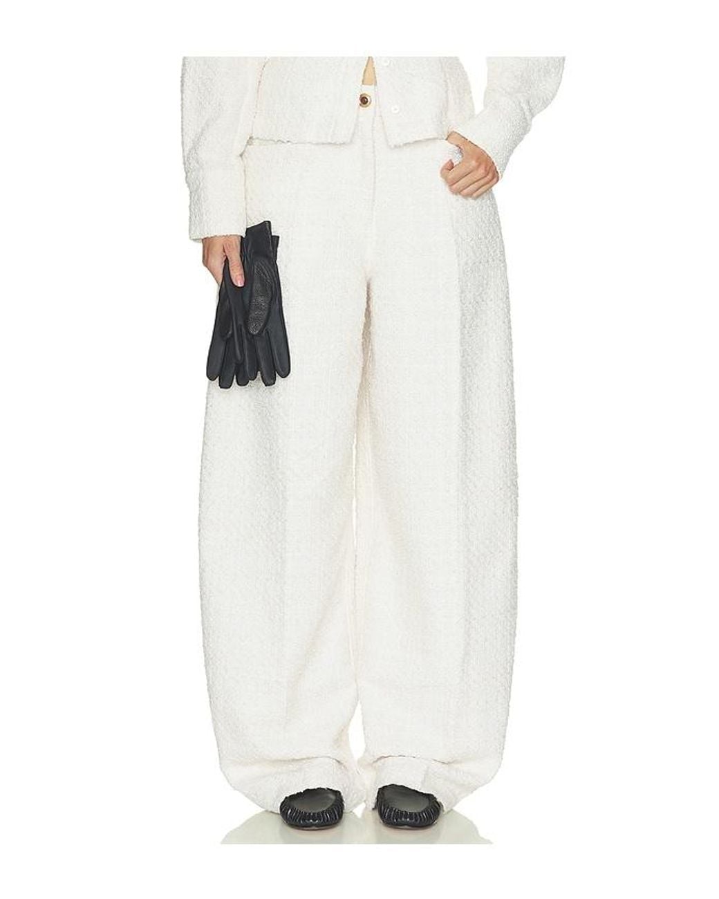 Helsa White Tweed Barrel Pant