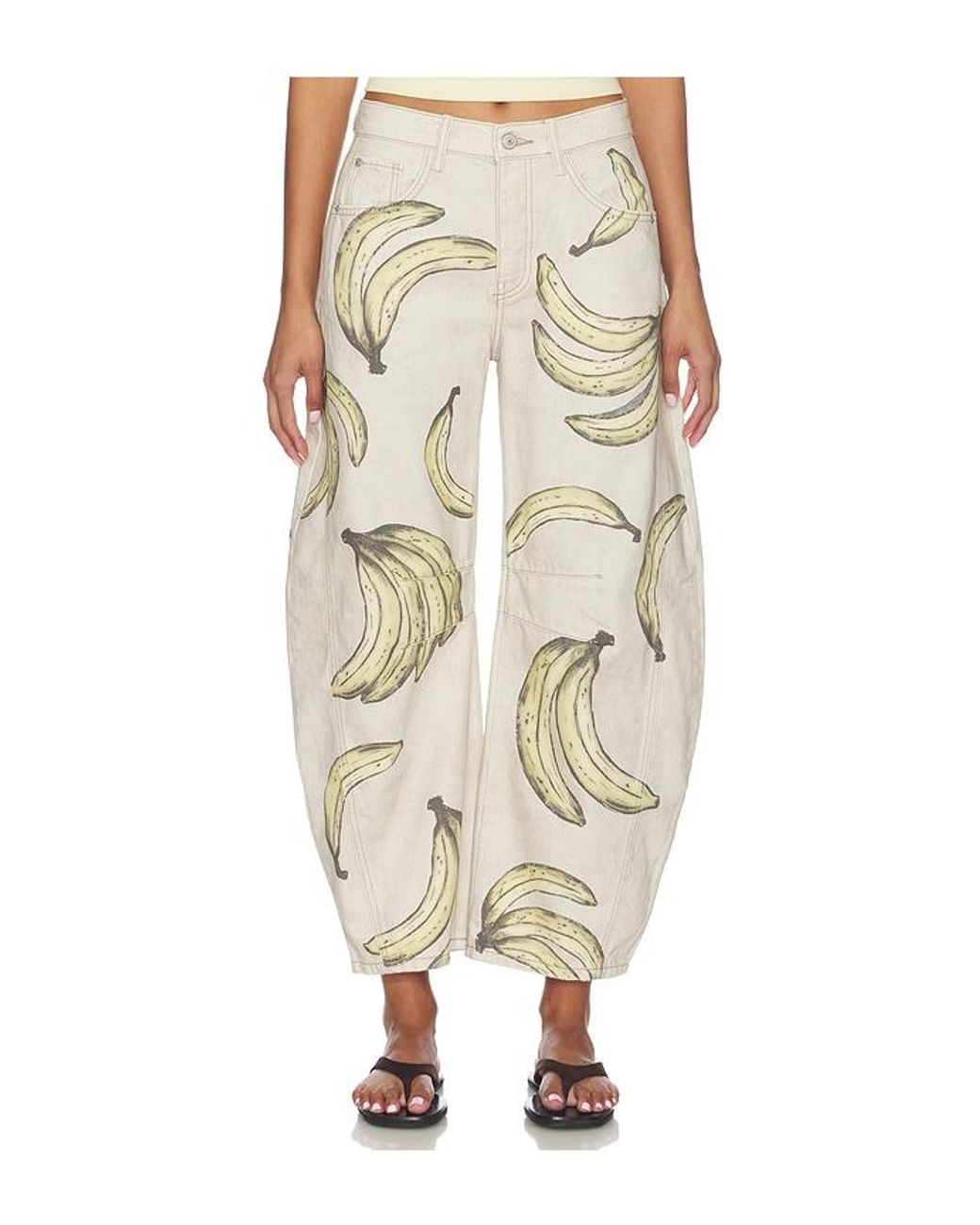 Free People Natural X We The Free Good Luck Printed Jean