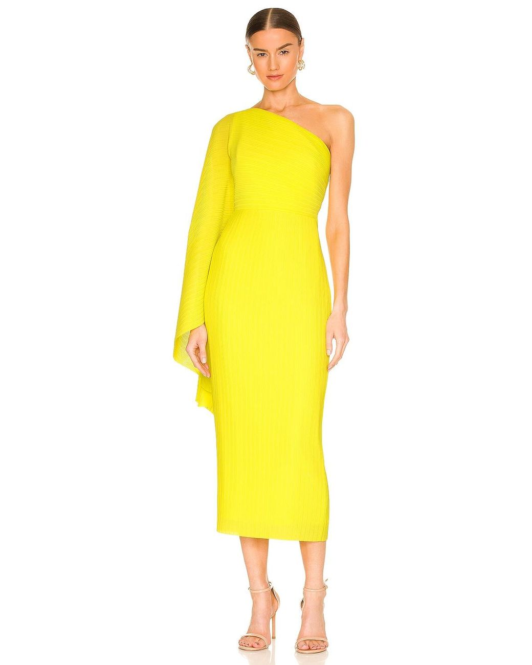 Solace London Lenna Midi Dress in Yellow | Lyst
