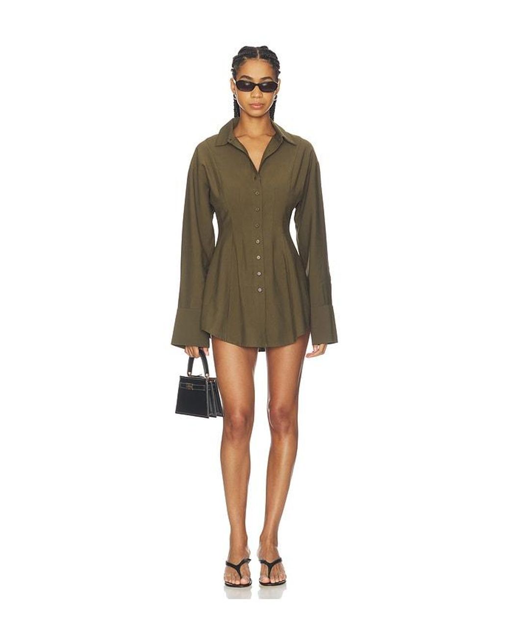 ALL THE WAYS Green Charitie Button Up Mini Dress