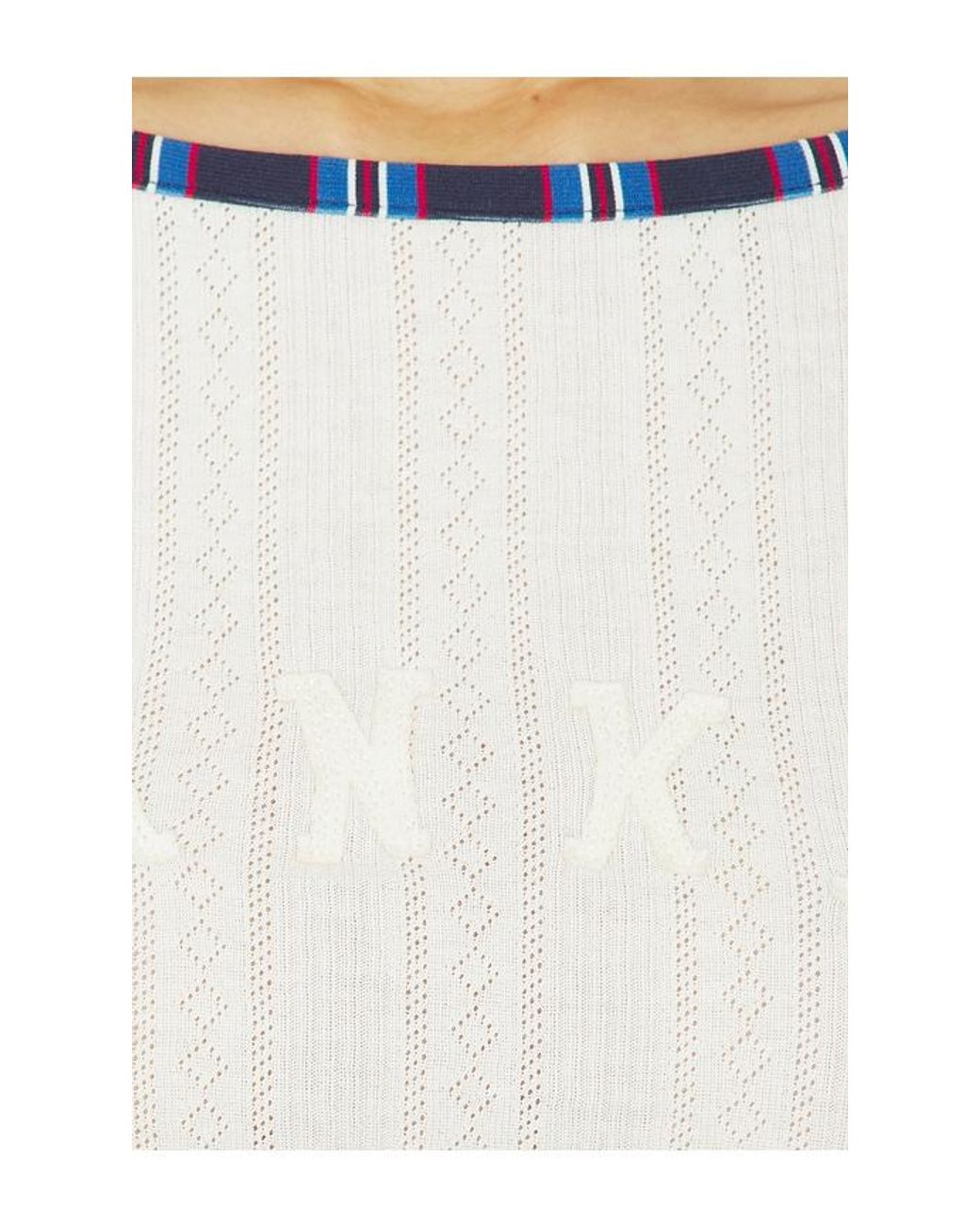 Frankie's Bikinis White Game Day Pointelle Baseball Tee