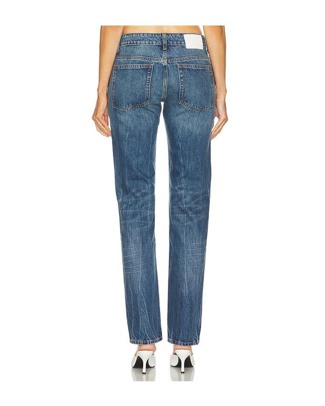 GRLFRND Blue Isabel Low Rise Straight Jeans