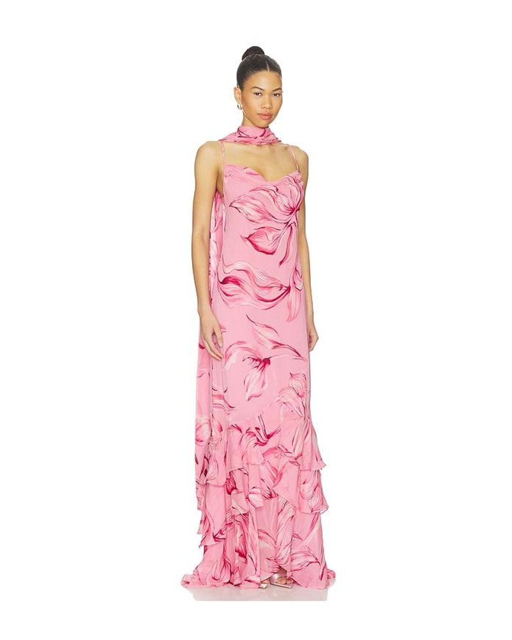 Rococo Sand Pink Cowl Maxi Dress With Sash