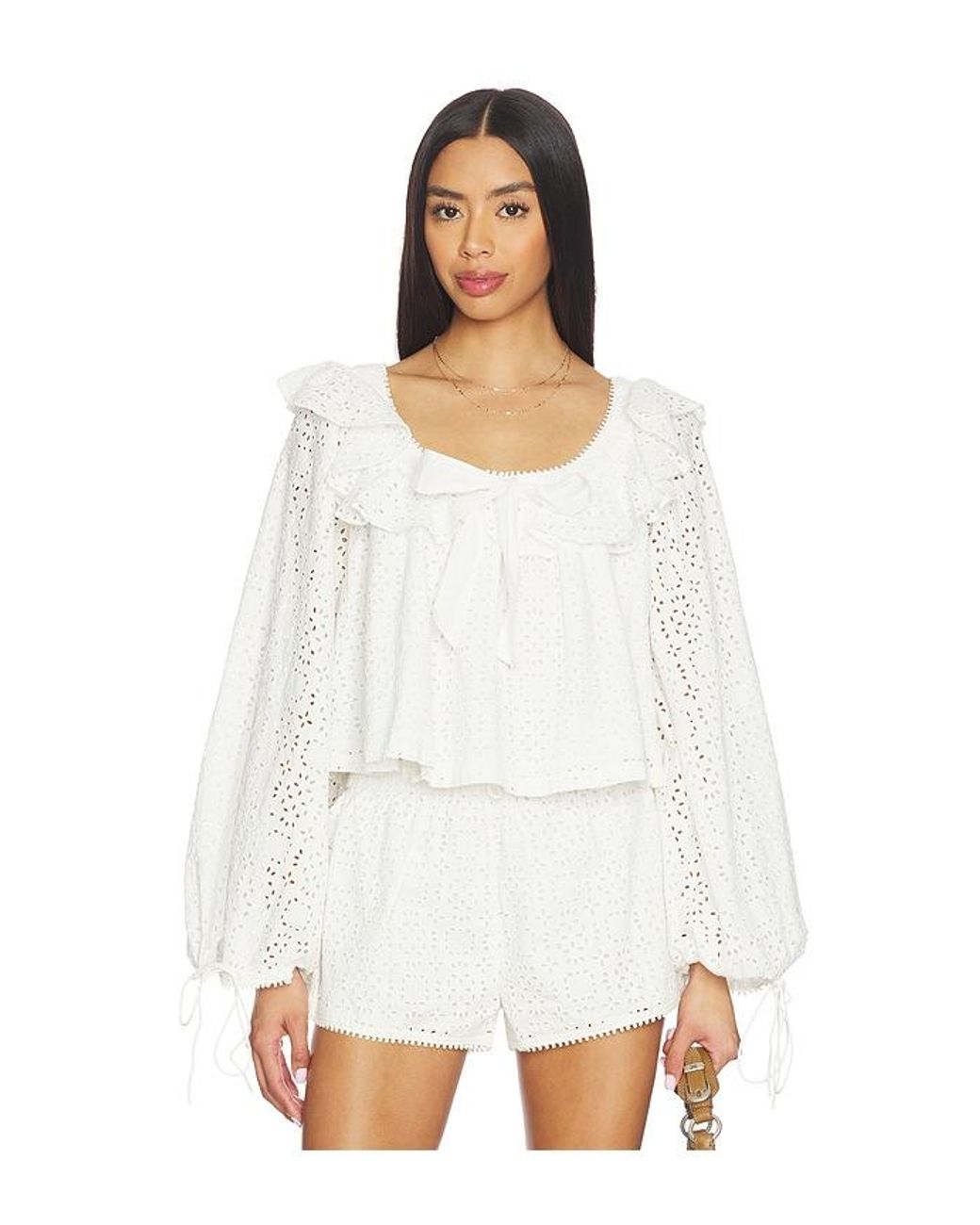 For Love & Lemons White Willa Eyelet Top