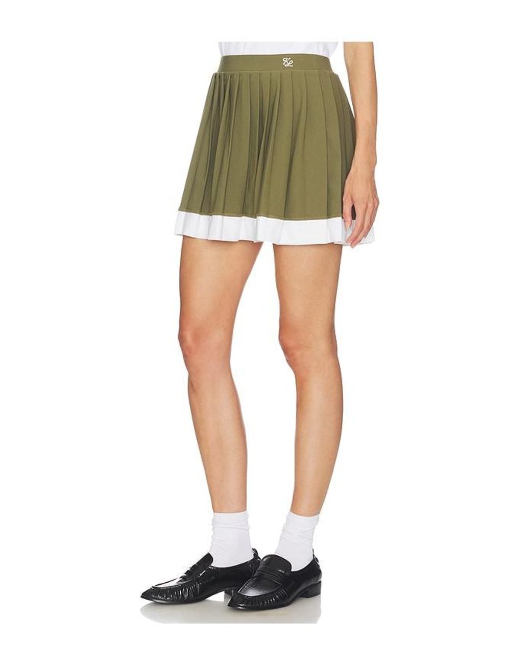 Khalhon Green Coastal Swing Pleated Skirt