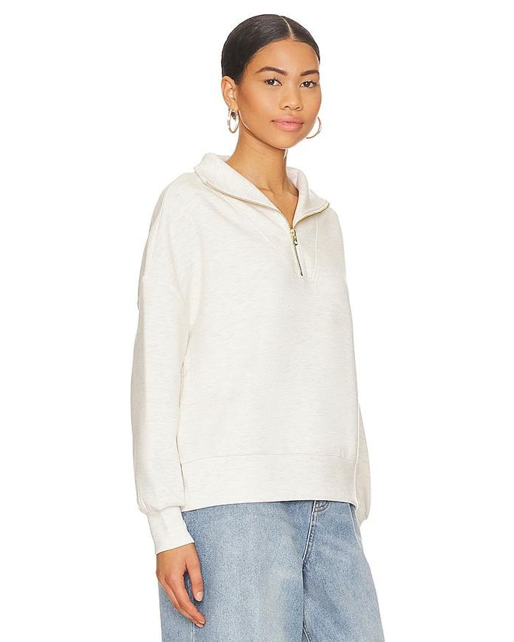 Varley White Hawley Half Zip Sweatshirt
