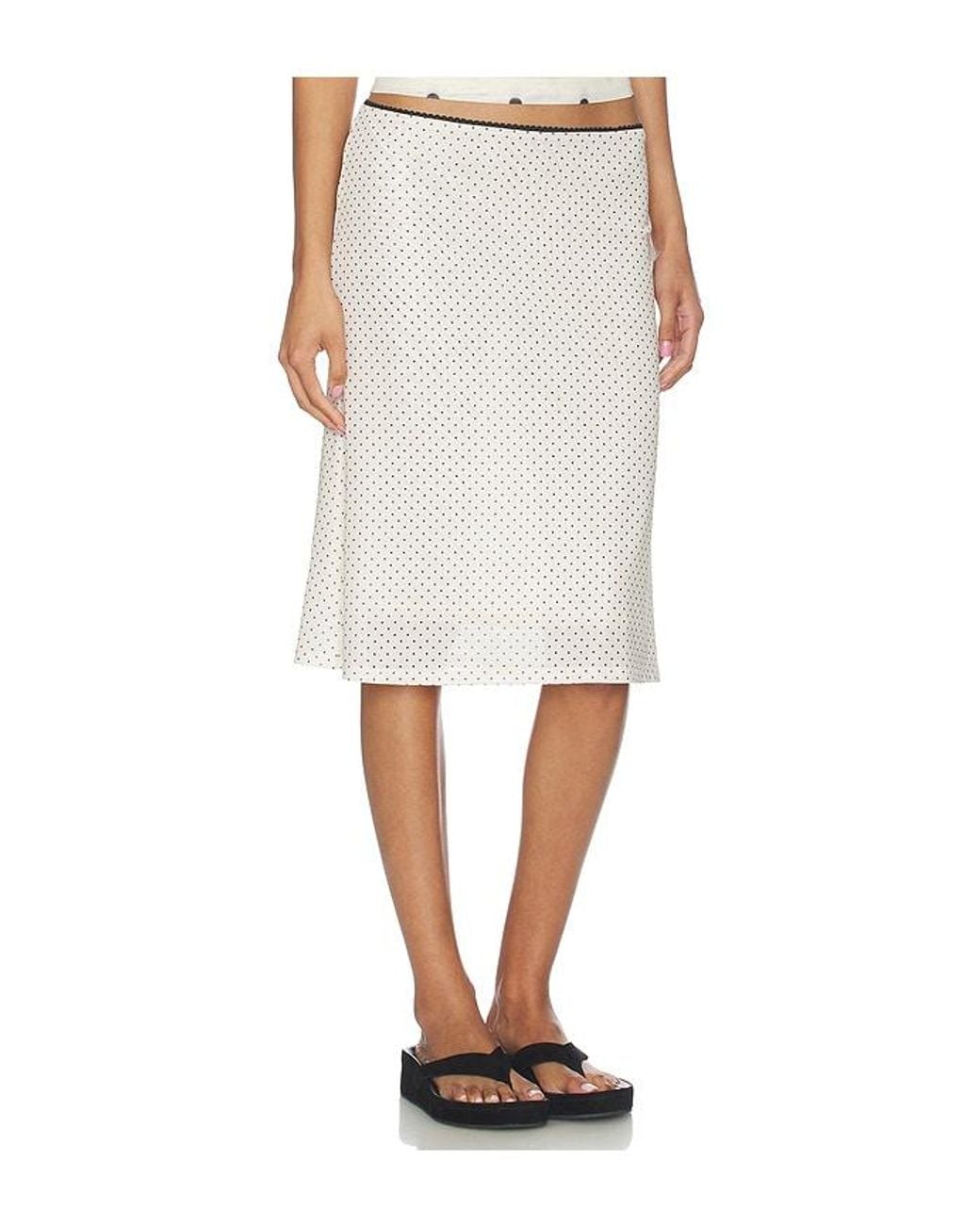 With Harper Lu White Mesh Midi Skirt